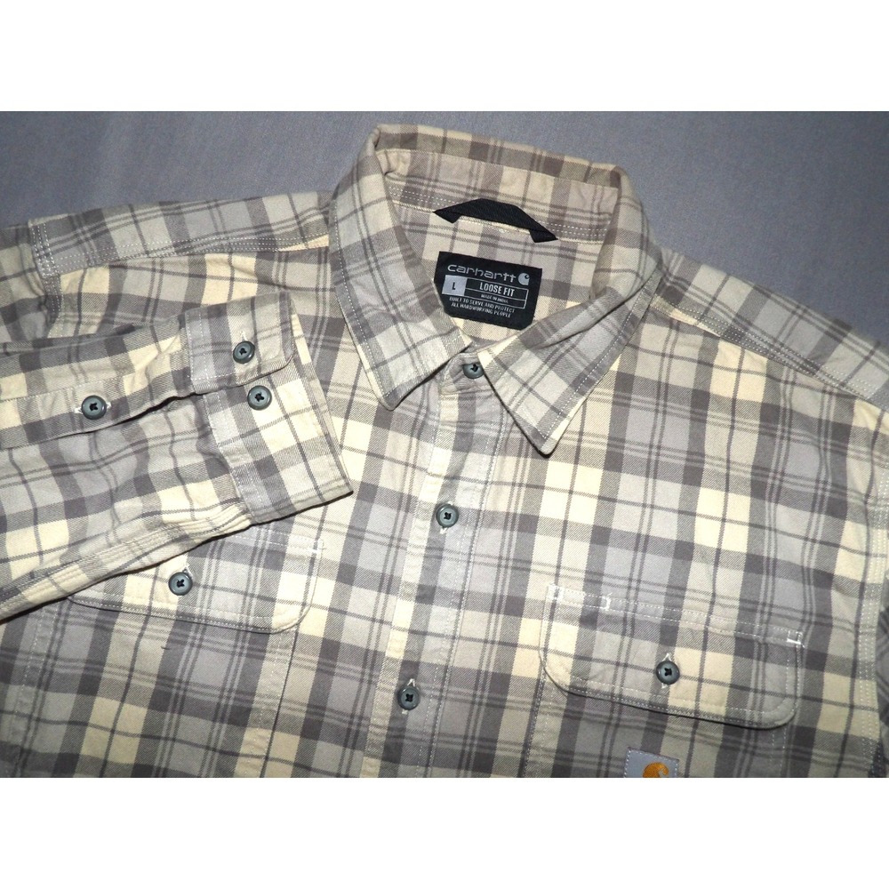 Carhartt Long Sleeved Loose Fit Plaid Flannel Button Up Shirt Men's Large